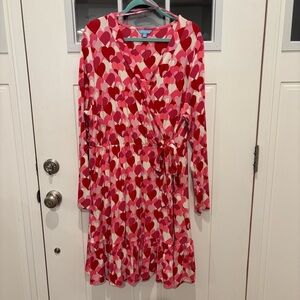 Draper James RSVP Valentines Day Heart Print Faux Wrap Dress